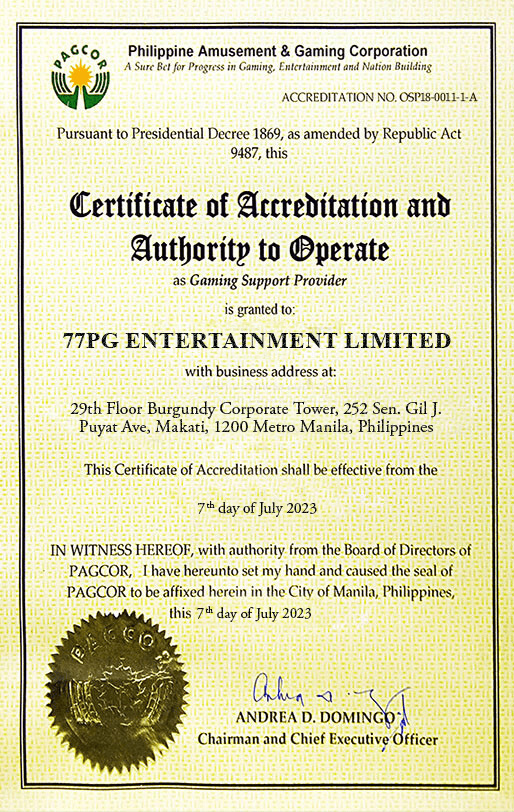 77PG PAGCOR License
